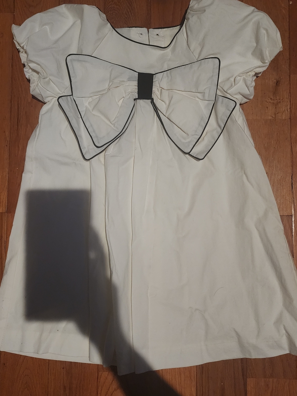 Zara White Dress with Black-Trim Bow